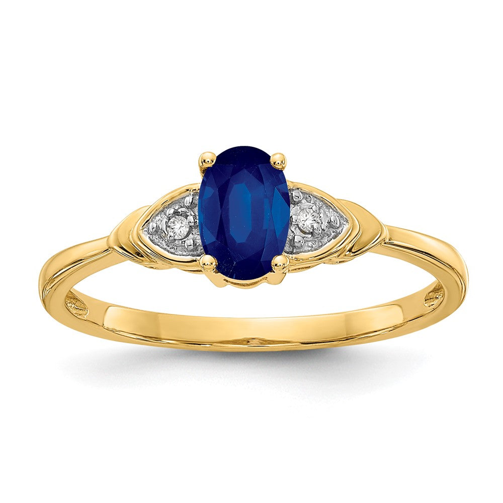 14k 6x4 Oval September/Sapphire and Diamond Ring, 0.56 ct, Size 7