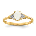 14k 6x4 Oval October/Opal and Diamond Ring, 0.56 ct, Size 7