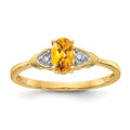 14k 6x4 Oval November/Citrine and Diamond Ring, 0.56 ct, Size 7