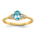 14k 6x4 Oval December/Blue Topaz and Diamond Ring, 0.56 ct, Size 7