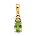14k 6x4 Oval August/Peridot and Diamond Pendant, 0.556 ct, 16 x 4 mm