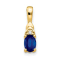 14k 6x4 Oval September/Sapphire and Diamond Pendant, 0.556 ct, 16 x 4 mm