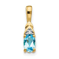 14k 6x4 Oval December/Blue Topaz and Diamond Pendant, 0.556 ct, 16 x 4 mm
