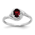 14k White Gold 6x4 Oval January/Garnet and Diamond Ring, 0.568 ct, Size 7