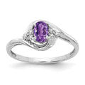 14k White Gold 6x4 Oval February/Amethyst and Diamond Ring, 0.568 ct, Size 7