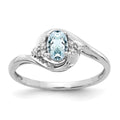 14k White Gold 6x4 Oval March/Aquamarine and Diamond Ring, 0.568 ct, Size 7