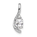 14k White Gold 6x4 Oval April/White Topaz and Diamond Pendant, 0.557 ct, 17 x 6 mm