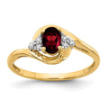 14k 6x4 Oval January/Garnet and Diamond Ring, 0.568 ct, Size 7