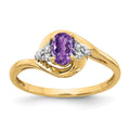 14k 6x4 Oval February/Amethyst and Diamond Ring, 0.568 ct, Size 7