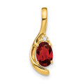 14k 6x4 Oval January/Garnet and Diamond Pendant, 0.557 ct, 17 x 6 mm