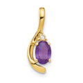 14k 6x4 Oval February/Amethyst and Diamond Pendant, 0.557 ct, 17 x 6 mm