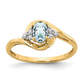 14k 6x4 Oval March/Aquamarine and Diamond Ring, 0.568 ct