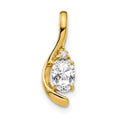 14k 6x4 Oval April/White Topaz and Diamond Pendant, 0.557 ct, 17 x 6 mm