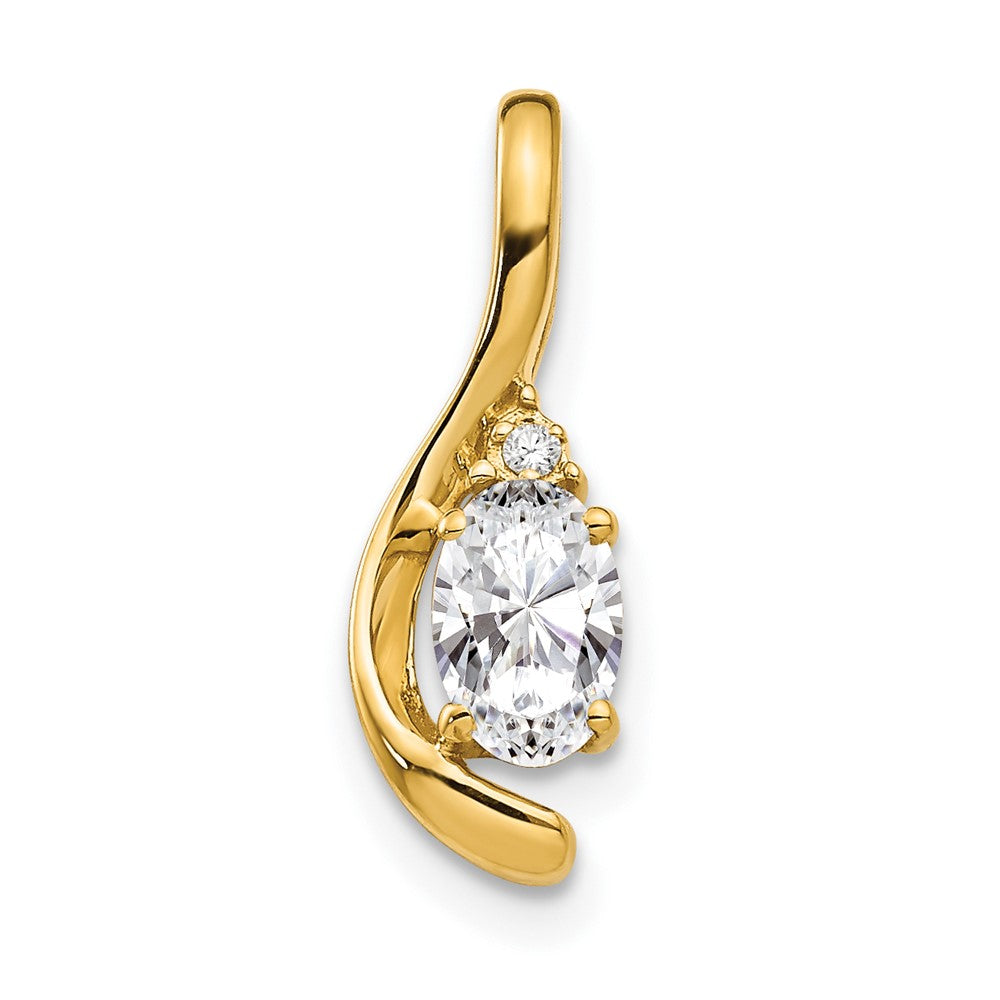 14k 6x4 Oval April/White Topaz and Diamond Pendant, 0.557 ct, 17 x 6 mm