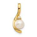 14k 5.5mm June/Freshwater Cultured Pearl and Diamond Pendant, 0.008 ct, 17 x 7 mm