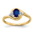 14k 6x4 Oval September/Sapphire and Diamond Ring, 0.568 ct, Size 7