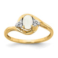 14k 6x4 Oval October/Opal and Diamond Ring, 0.568 ct, Size 7