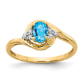 14k 6x4 Oval December/Blue Topaz and Diamond Ring, 0.568 ct, Size 7
