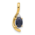 14k 6x4 Oval September/Sapphire and Diamond Pendant, 0.557 ct, 17 x 6 mm