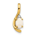 14k 6x4 Oval October/Opal and Diamond Pendant, 0.557 ct, 17 x 6 mm