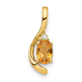 14k 6x4 Oval November/Citrine and Diamond Pendant, 0.557 ct, 17 x 6 mm