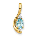 14k 6x4 Oval December/Blue Topaz and Diamond Pendant, 0.557 ct, 17 x 6 mm