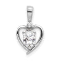 14k White Gold 6x4 Oval April/White Topaz and Diamond Heart Pendant, 0.557 ct, 17 x 10 mm