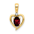 14k 6x4 Oval January/Garnet and Diamond Heart Pendant, 0.557 ct, 17 x 10 mm