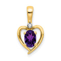 14k 6x4 Oval February/Amethyst and Diamond Heart Pendant, 0.557 ct, 17 x 10 mm