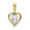 14k 6x4 Oval April/White Topaz and Diamond Heart Pendant, 0.557 ct, 17 x 10 mm