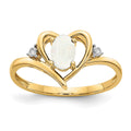 14k 6x4 Oval October/Opal and Diamond Heart Ring, 0.56 ct, Size 7