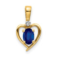14k 6x4 Oval September/Sapphire and Diamond Heart Pendant, 0.557 ct, 17 x 10 mm
