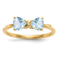 14k Polished March/Aquamarine Bow Size 7 Ring, 0.8 ct