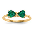 14k Polished May/Lab Created Emerald Bow Size 7 Ring, 0.8 ct