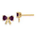 14k Gold Polished Rhodolite Bow Post Earrings, 1.2 ct, 7.5 x 9 mm