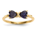 14k Polished September/Lab Created Sapphire Bow Size 7 Ring, 0.8 ct