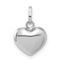 14k White Gold 3-D Puffed Heart Pendant, 15 x 8 mm