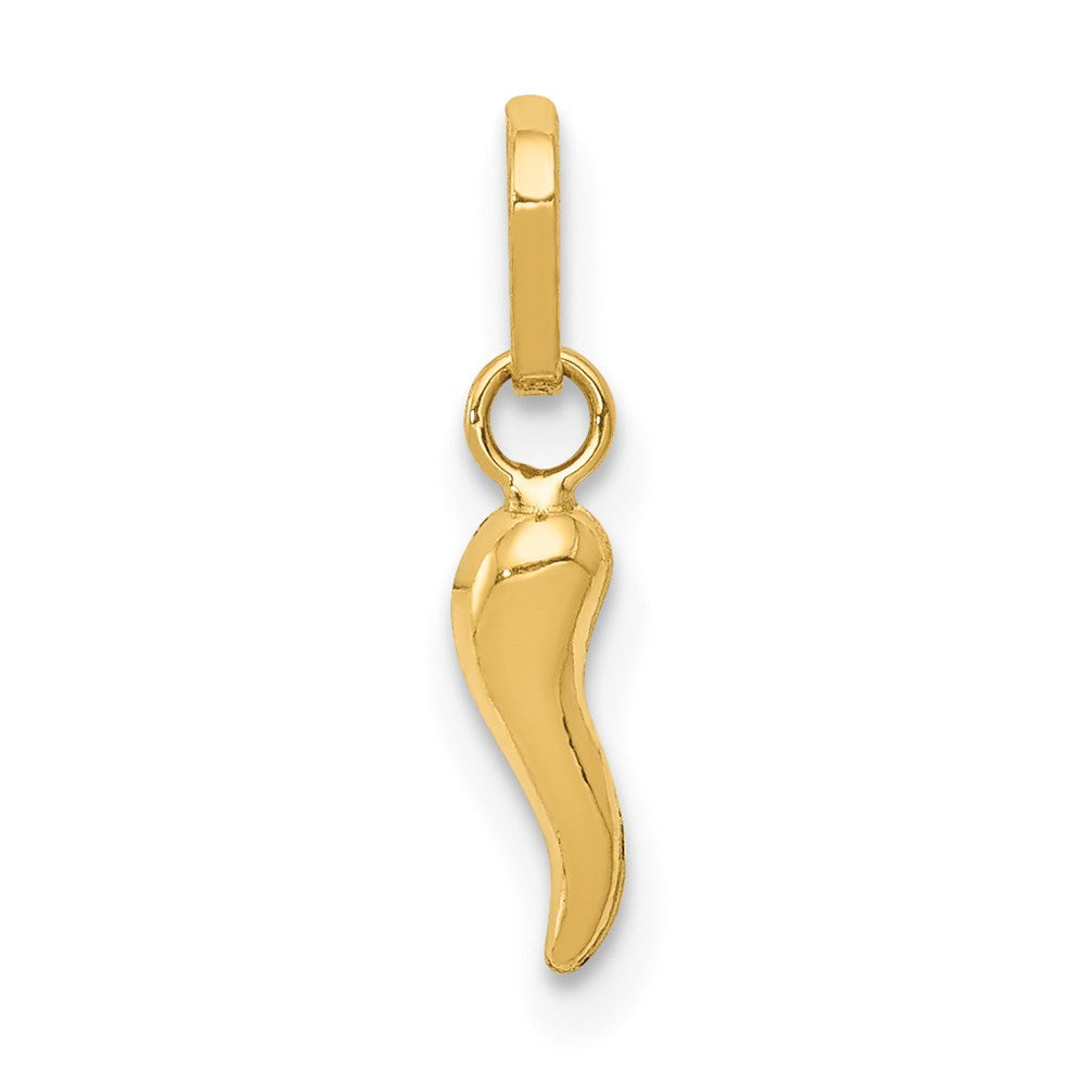 14k 3-D Italian Horn Charm, 12 x 3 mm