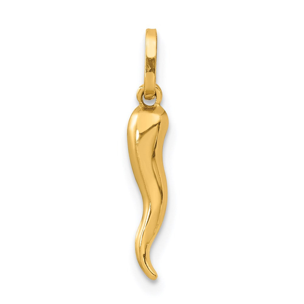 14k 3-D Italian Horn Charm, 20 x 3 mm