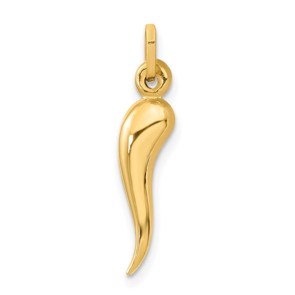 14k 3-D Italian Horn Charm, 25 x 4.6 mm