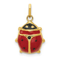 14k Red and Black Enameled Ladybug Charm, 19 x 11 mm