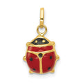 14k Red and Black Enameled Ladybug Charm, 17 x 9 mm
