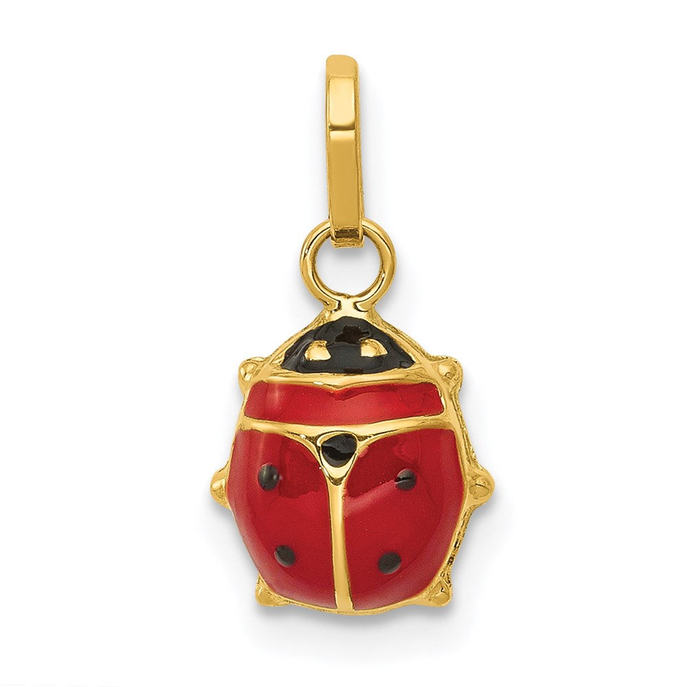 14k Red and Black Enameled Ladybug Charm, 14 x 7.5 mm