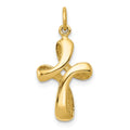 14k Polished Ribbon Cross Charm, 26 x 12 mm