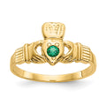 14k Green CZ Claddagh Ring, Size 6