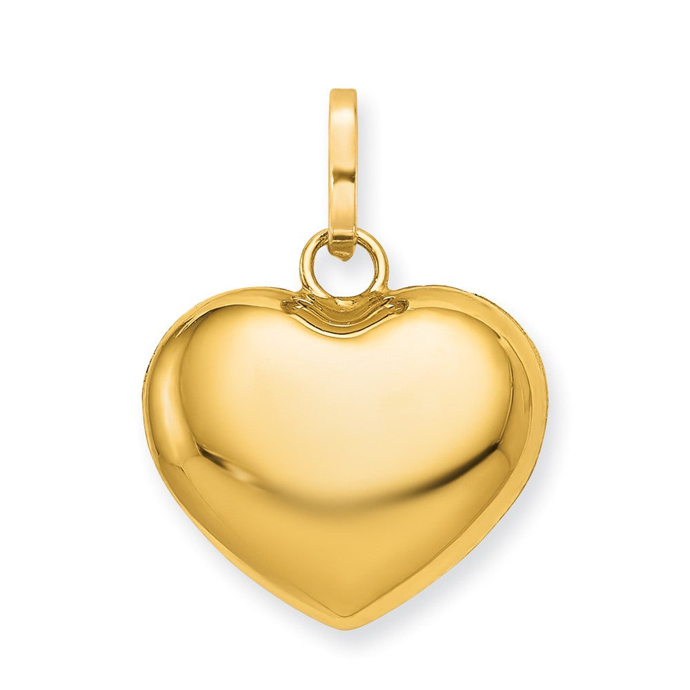 14K Polished 3-D Puffed Heart Pendant, 15 x 12 mm, 0.52 g
