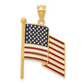 14k Enameled American Flag Pendant, 32 x 19 mm