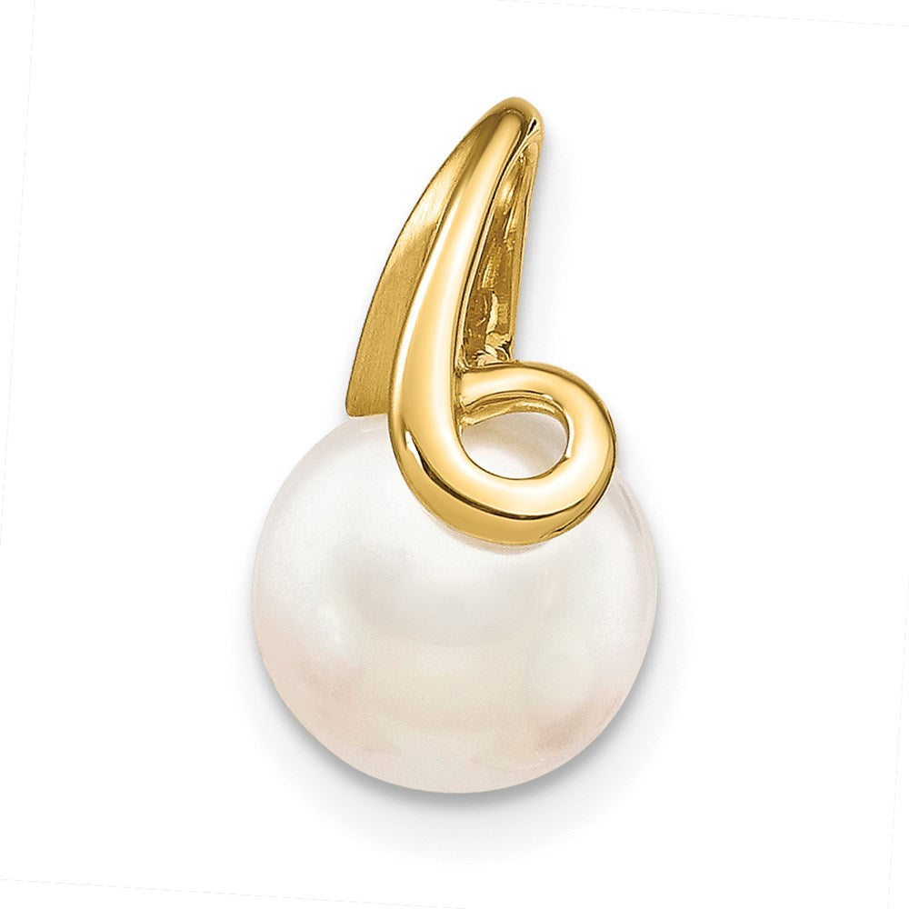 14k 8-9mm White Button Freshwater Cultured Pearl Slide Fits up to 2mm Regular/3mm Fancy or Reversible Omega, 0.001 ct, 15 x 9 mm, 0.81 g