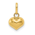 14K Polished 3-D Puffed Heart Charm, 12 x 7 mm