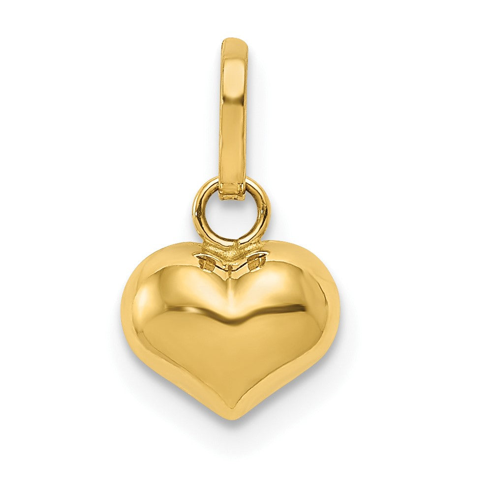14K Polished 3-D Puffed Heart Charm, 12 x 7 mm
